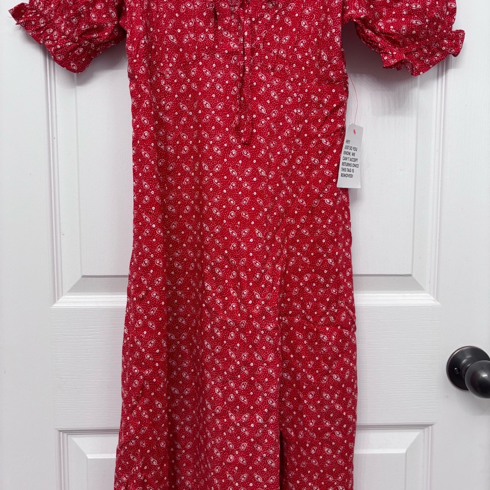 Red Floral Midi Dress | Miss Selfridge Petites US 4 - Picture 5 of 13